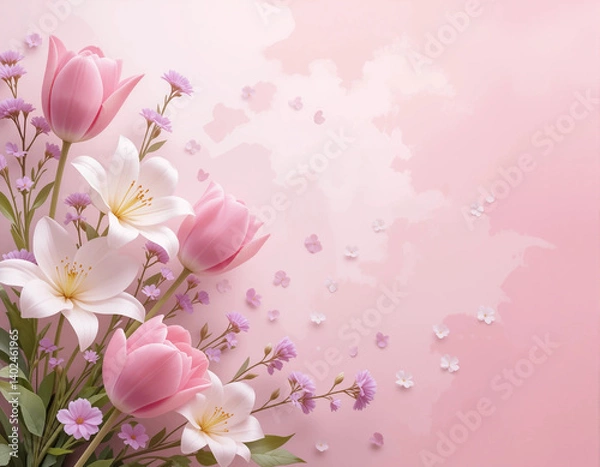 Fototapeta pink cherry blossom background