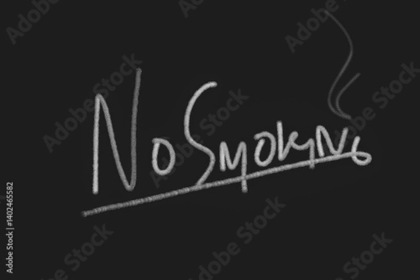 Fototapeta Handwritten "No Smokes" text on dark background, artistic and minimalist anti-smoking message.
