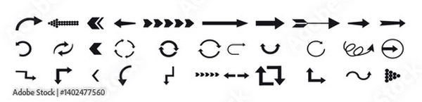 Obraz Hand drawn scribble crayon set. Squiggle doodle arrow . Vector illustration