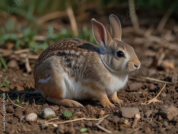 Fototapeta rabbit on transparent background, rabbit in a field, rabbit in a meadow, rabbit in the grass