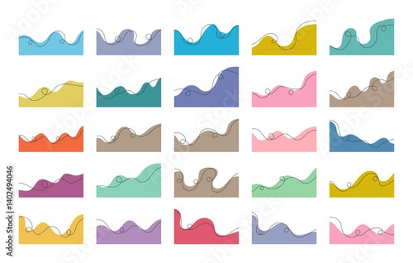 Fototapeta Blob Wavy Shape Corner Frame with Line