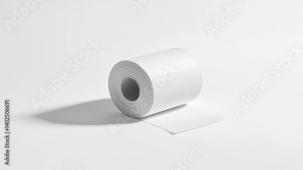 Fototapeta Plain White Roll of Paper on Minimalist Background with Shadow Effect