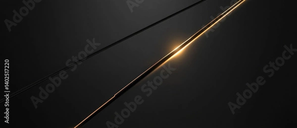 Fototapeta Smooth soft black background texture with golden lines shining effect, modern business design 