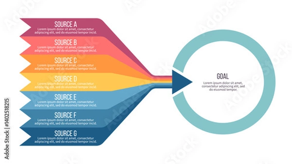 Fototapeta Business infographic template. Goal chart with seven options, steps. Vector chart.