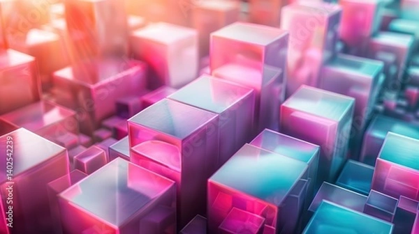 Fototapeta High resolution isometric abstract background with futuristic digital design layout