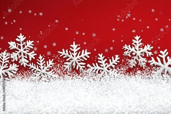 Obraz Festive Snowflakes Red Background