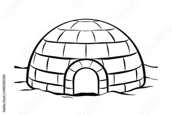 Fototapeta Black And White Igloo Illustration Of Arctic Housing For Education And Design Projects On Winter Themes
