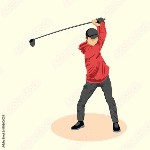 Fototapeta Golfer Golf Player Athlete Vibrant Colored Person Simple Vector