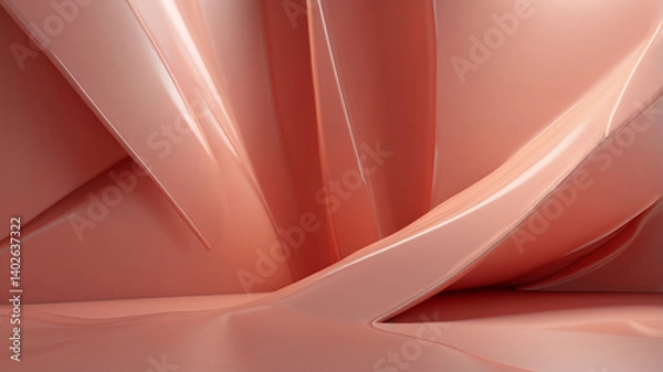 Fototapeta A soft pastel red 3d abstract background with smooth gradient textures and diagonal light streaks