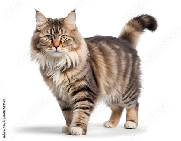 Fototapeta Long-haired Cat Walking, Studio Shot