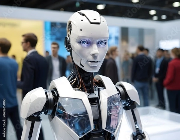 Fototapeta Humanoid Robot at Tech Exhibition