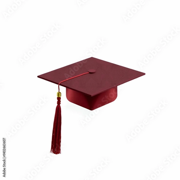 Obraz Graduation cap maroon white background intelligence