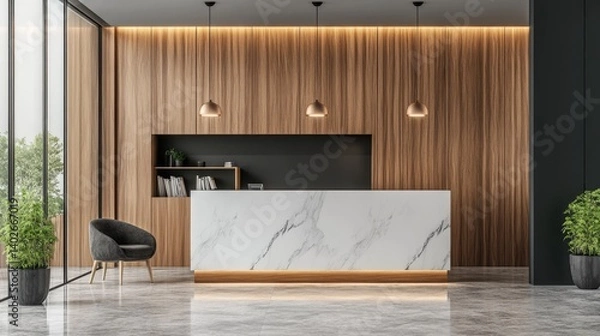 Fototapeta Cabinet layout in reception area to manage documents without clutter