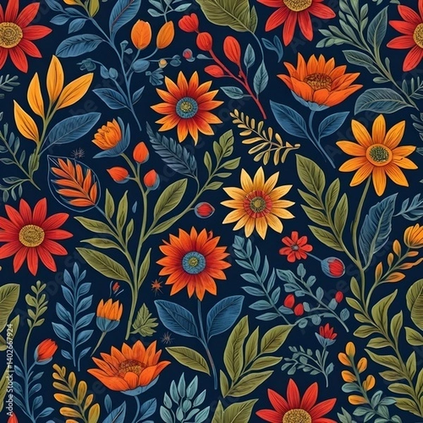 Obraz Vibrant Floral Seamless Pattern
