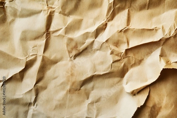 Obraz Brown crumpled paper with wrinkles and stains textured background with blank space for vintage, abstract, material design