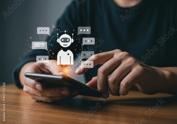 Fototapeta Voice Assistant: AI Chatbot Interaction