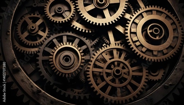 Fototapeta Intricate Clockwork Gears Mechanism
