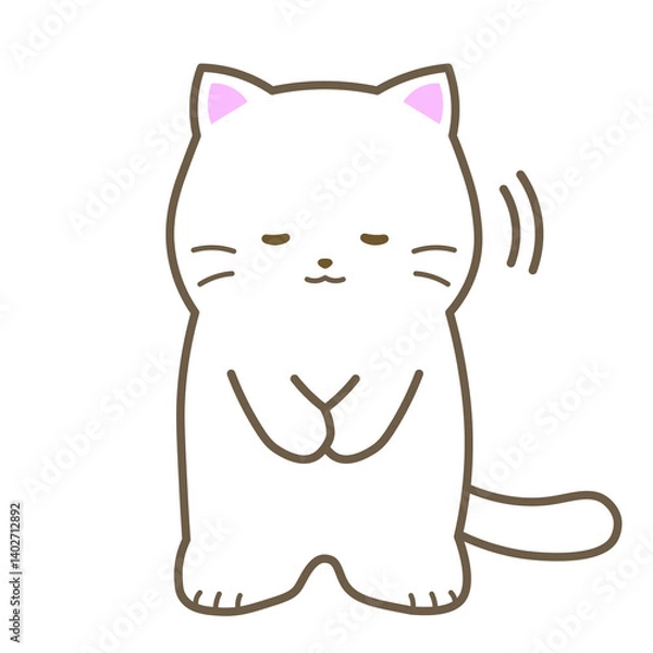 Obraz しろねこ／お辞儀