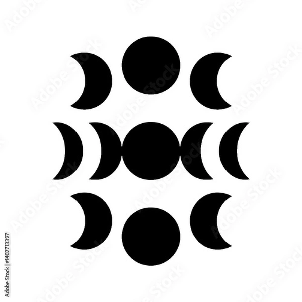 Fototapeta Moon Cycle Outline Vector SVG Design