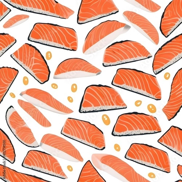 Obraz Salmon Sashimi Pattern