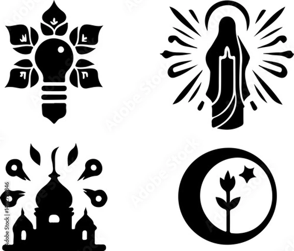 Fototapeta vector sketch illustration silhouette design icon logo symbol mascot religious and cultural religion  