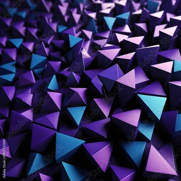 Fototapeta Abstract Purple and Teal Triangular Geometric Background