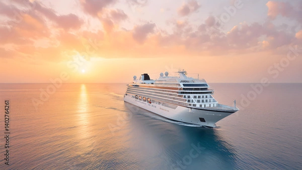 Obraz 夕焼けと豪華客船