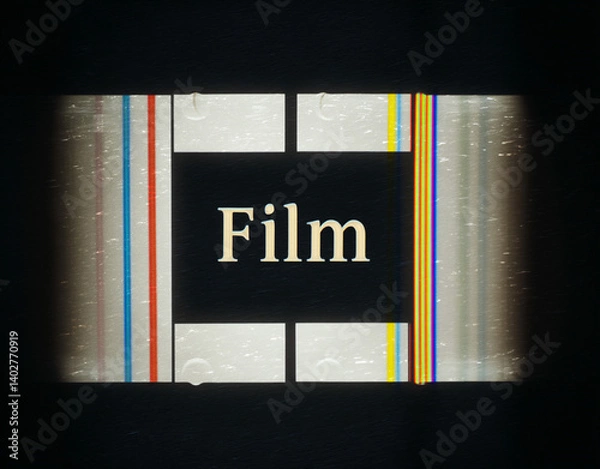 Obraz Aged Film Strip with Text and Grunge Effects