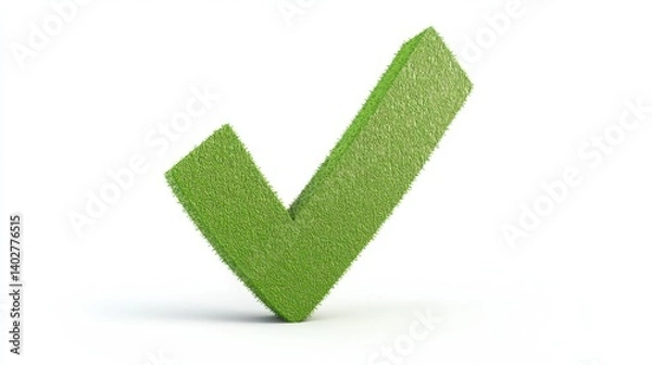 Fototapeta Green check mark symbol isolated on white background, representing approval, correctness, and verification in a digital format.
