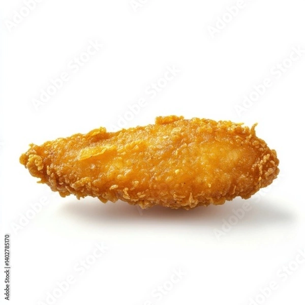 Fototapeta A golden crispy fried chicken tender with a crunchy batter, tender meat inside, and a slight golden hue