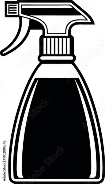 Fototapeta A minimalist black and white vector spray bottle graphic with trigger design