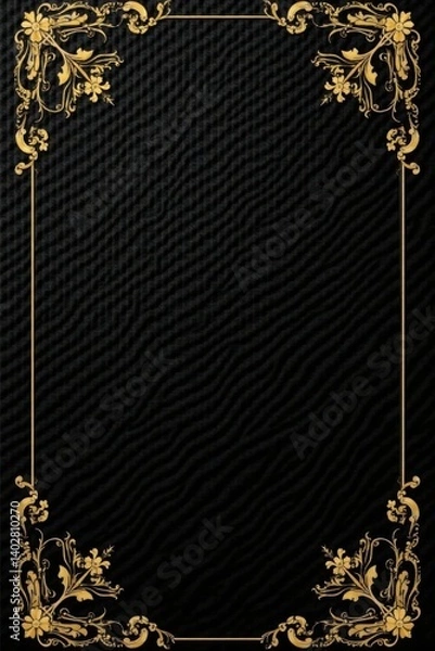 Obraz Luxurious gold and black velvet background with intricate floral patterns and silver accents , elegant, gold, luxury