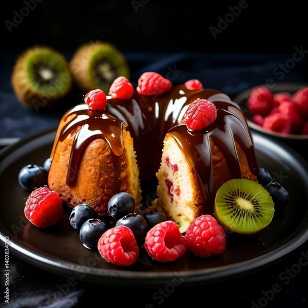 Obraz chocolate cake with berries