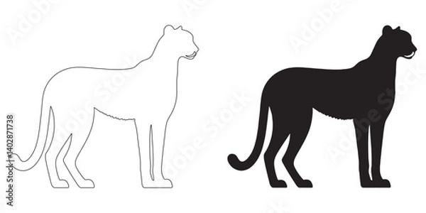 Fototapeta Minimal cheetah silhouette crafted for modern visual use – line art and vector ready – cheetah icon – cheetah illustration – cheetah lineart – cheetah line art

