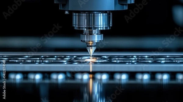 Fototapeta Precision manufacturing process with high-tech machine