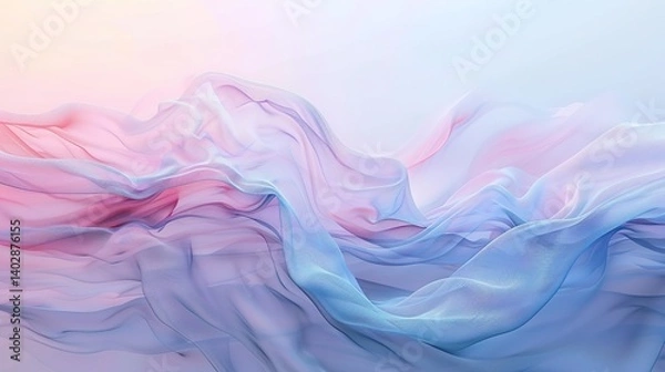 Fototapeta Abstract Fluid Pastel Waves Background – Soft Pink Blue Gradient Art