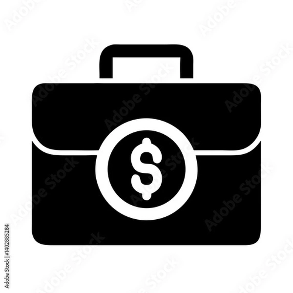 Fototapeta Briefcase with Dollar Symbol Icon Representing Business and Financial Success