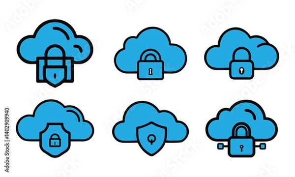 Obraz Secure Cloud Storage Icons Set.