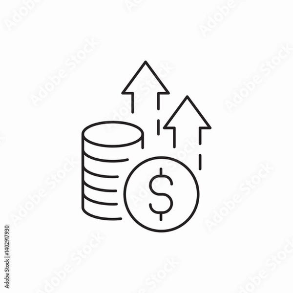 Obraz Stack coins money growth icon vector sign