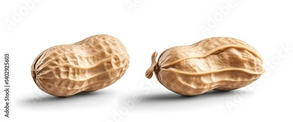 Fototapeta Two Peanuts in Shell, One Open