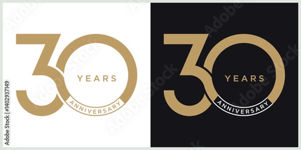 Fototapeta anniversary 30th logotype vector with brown and white color for special celebration day