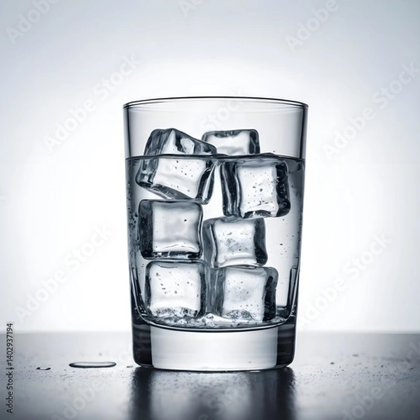 Fototapeta Glass of Water with Ice Cubes