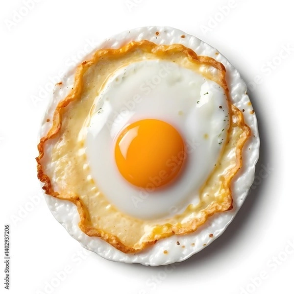 Fototapeta Fried Egg in Crispy Round Bread