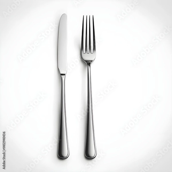 Fototapeta Silverware Place Setting Knife and Fork