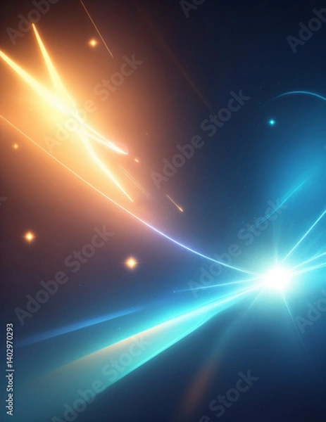 Fototapeta abstract blue background with rays - abstract blue background with light flashes - Generative AI