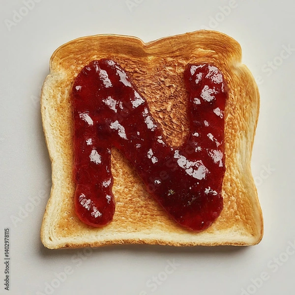 Obraz Creative Alphabet Design Featuring Toast and Shiny Red Jam Alphabet Letter