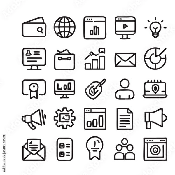 Fototapeta digital marketing set icon vector design