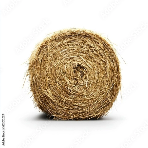 Obraz Round bale of hay against white background