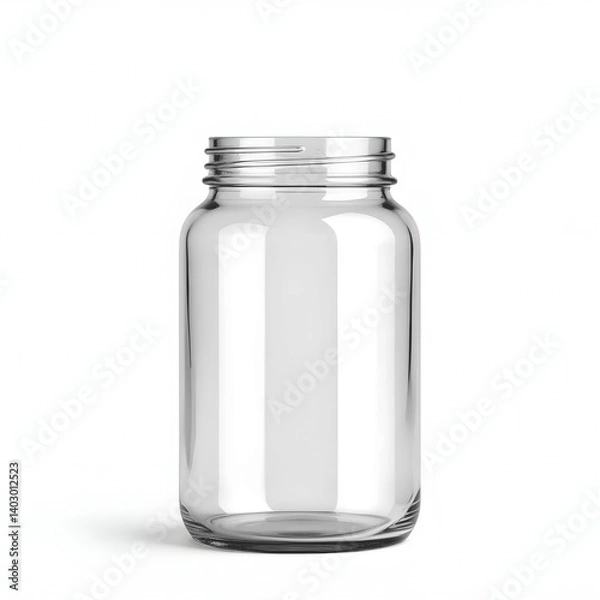 Fototapeta Empty transparent glass jar with cylindrical shape mockup