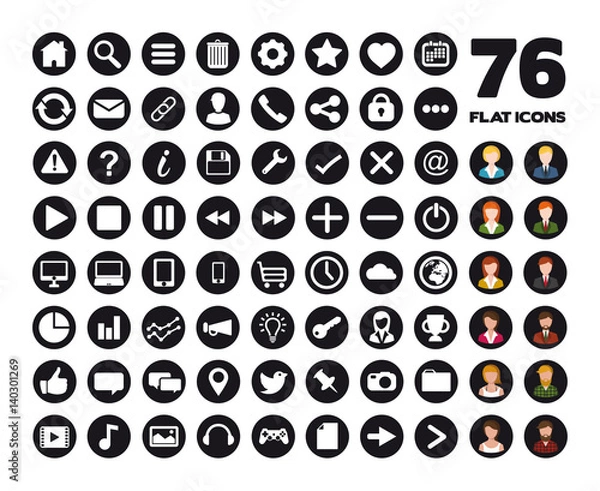 Fototapeta 76 web flat icons